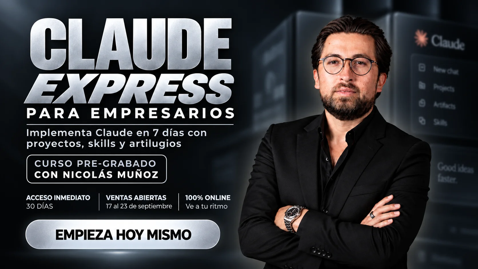 Nicolás Muñoz durante la clase